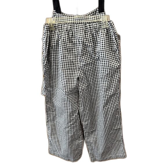 KATE SPADE NEW YORK Mini Gingham Cropped Wide Leg Pajama Set L Pockets Cotton - Picture 5 of 13